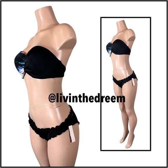Victoria's Secret Tropical Print Bandeau 36D Ruffle Bottom Bikini  M $189 - Picture 3 of 13